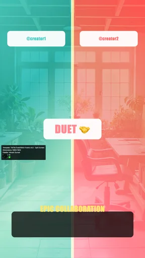 TikTok Duet/Stitch Frame v4.0 - Split Screen canvas template preview